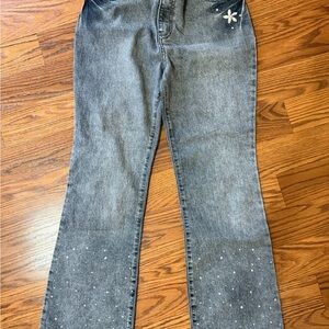 Cat & Jack Gray Jeans with Floral Accent